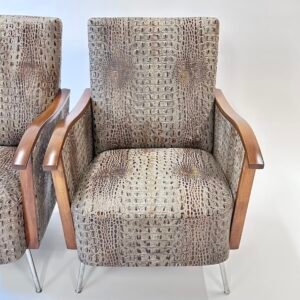 Embossed Crocodile Arm Chairs